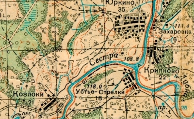 Деревни Юркино и Козлаки (Козлоки) на карте Генштаба 1940 г.